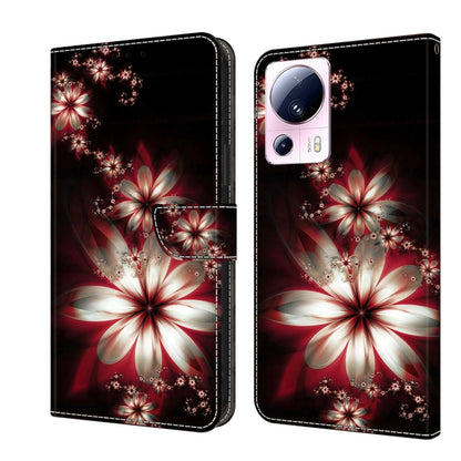 For Xiaomi 13 Lite Crystal 3D Shockproof Protective Leather Phone Case(Fantastic Flower) - 13 Lite Cases by buy2fix | Online Shopping UK | buy2fix