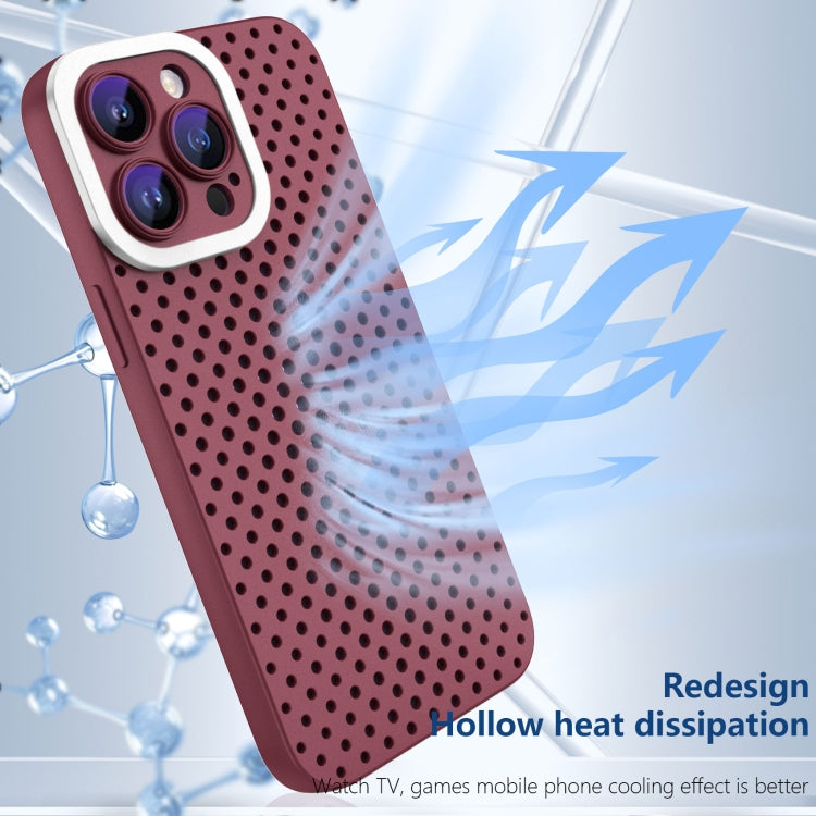For iPhone 14 Hollow Heat Dissipation TPU Phone Case(Rose Red) - iPhone 14 Cases by buy2fix | Online Shopping UK | buy2fix