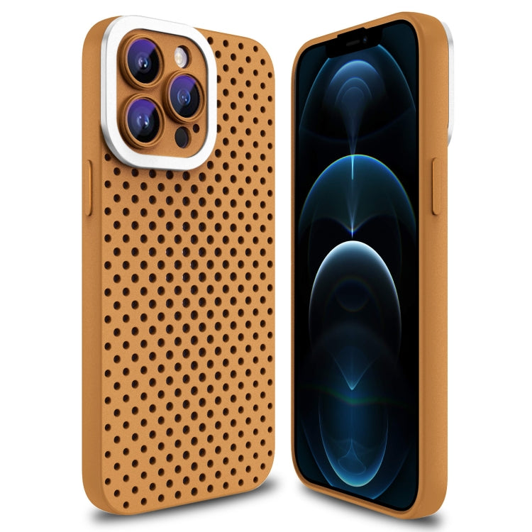 For iPhone 12 Pro Max Hollow Heat Dissipation TPU Phone Case(Brown) - iPhone 12 Pro Max Cases by buy2fix | Online Shopping UK | buy2fix