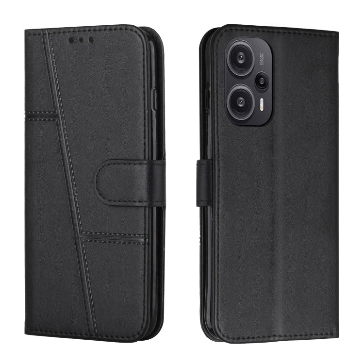 For Xiaomi Redmi Note 12 Turbo/Poco F5 Stitching Calf Texture Buckle Leather Phone Case(Black) - Xiaomi Cases by buy2fix | Online Shopping UK | buy2fix