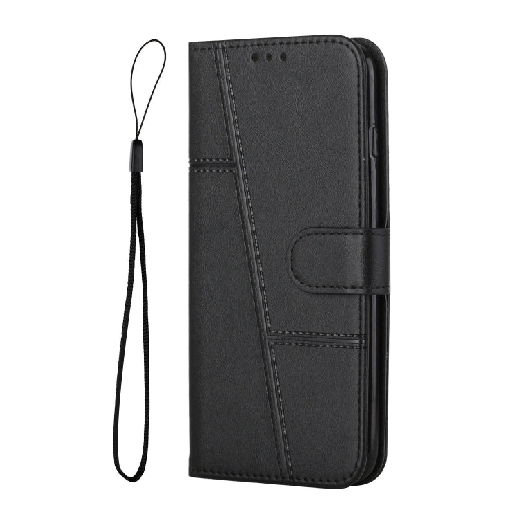 For Xiaomi Redmi Note 12 Turbo/Poco F5 Stitching Calf Texture Buckle Leather Phone Case(Black) - Xiaomi Cases by buy2fix | Online Shopping UK | buy2fix