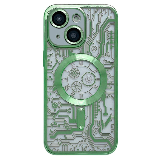 For iPhone 13 Electroplated Circuit Board Pattern MagSafe Phone Case(Green) - iPhone 13 Cases by buy2fix | Online Shopping UK | buy2fix