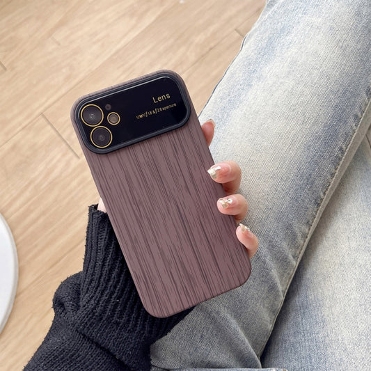 For iPhone 11 Wood Grain TPU Phone Case with Lens Film(Grey) - iPhone 11 Cases by buy2fix | Online Shopping UK | buy2fix