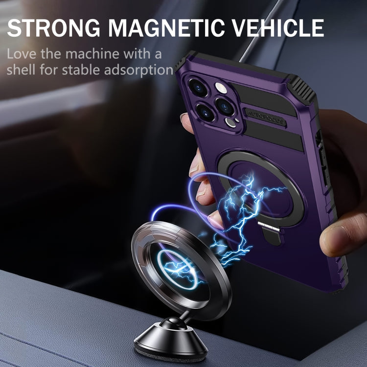 For iPhone 12 Pro Max MagSafe Magnetic Holder Phone Case(Purple) - iPhone 12 Pro Max Cases by buy2fix | Online Shopping UK | buy2fix