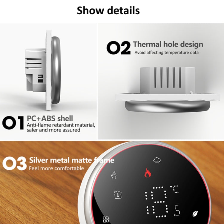 BHT-6001GAL 95-240V AC 5A Smart Round Thermostat Water Heating LED Thermostat Without WiFi(White) - Thermostat & Thermometer by buy2fix | Online Shopping UK | buy2fix