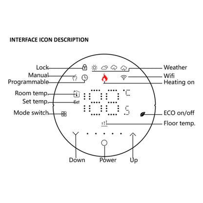 BHT-6001GBLW 95-240V AC 16A Smart Round Thermostat Electric Heating LED Thermostat With WiFi(Black) - Thermostat & Thermometer by buy2fix | Online Shopping UK | buy2fix