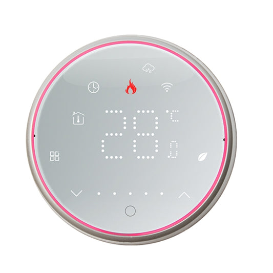 BHT-6001GCLW 95-240V AC 5A Smart Round Thermostat Boiler Heating LED Thermostat With WiFi(White) - Thermostat & Thermometer by buy2fix | Online Shopping UK | buy2fix