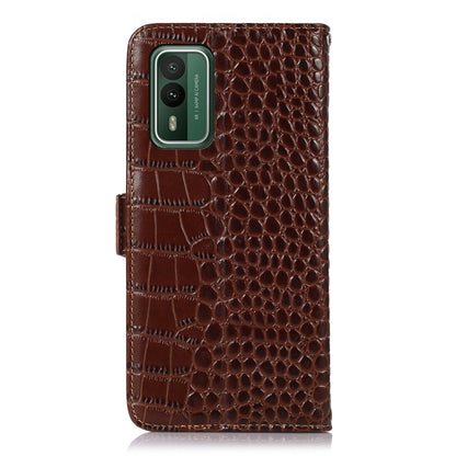 For Nokia XR21 Crocodile Top Layer Cowhide Leather Phone Case(Brown) - Nokia Cases by buy2fix | Online Shopping UK | buy2fix