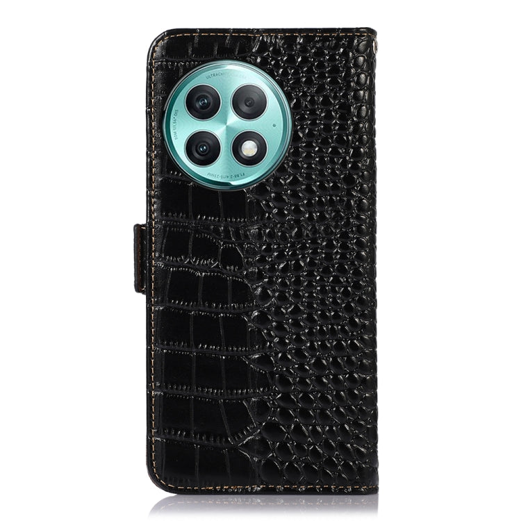 For OnePlus Ace 2 Pro Crocodile Top Layer Cowhide Leather Phone Case(Black) - OnePlus Cases by buy2fix | Online Shopping UK | buy2fix