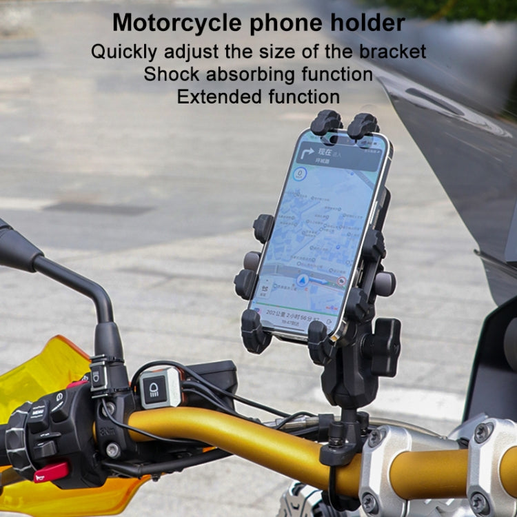 MOTOSLG Crab Motorcycle Phone Clamp Bracket M10 Ballhead Mount with Anti-theft Lock(Black) - Holder by MOTOLSG | Online Shopping UK | buy2fix
