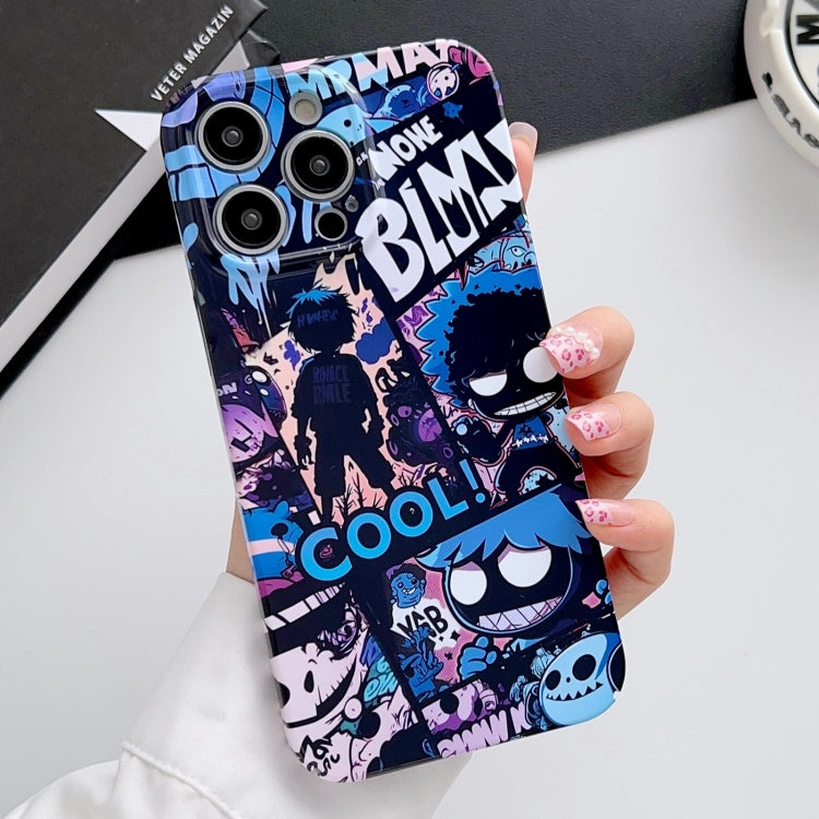 For iPhone 13 Pro Max Painted Pattern Precise Hole PC Phone Case(Purple Comics) - iPhone 13 Pro Max Cases by buy2fix | Online Shopping UK | buy2fix