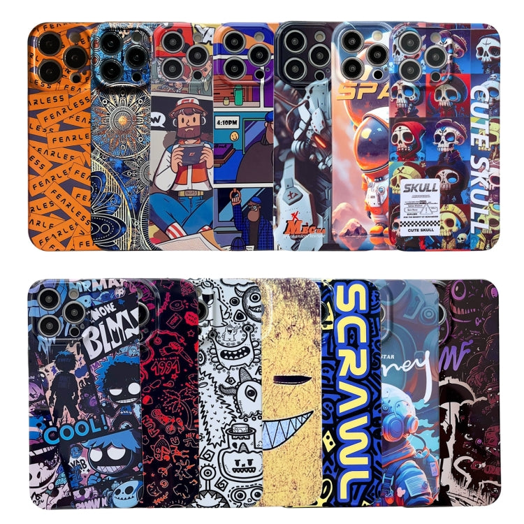 For iPhone 15 Pro Max Painted Pattern Precise Hole PC Phone Case(Blue SCR) - iPhone 15 Pro Max Cases by buy2fix | Online Shopping UK | buy2fix