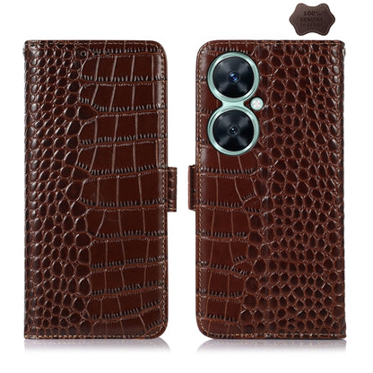 For Huawei Nova 11i / Enjoy 60 Pro / Maimang 20 5G Crocodile Top Layer Cowhide Leather Phone Case(Brown) - Huawei Cases by buy2fix | Online Shopping UK | buy2fix