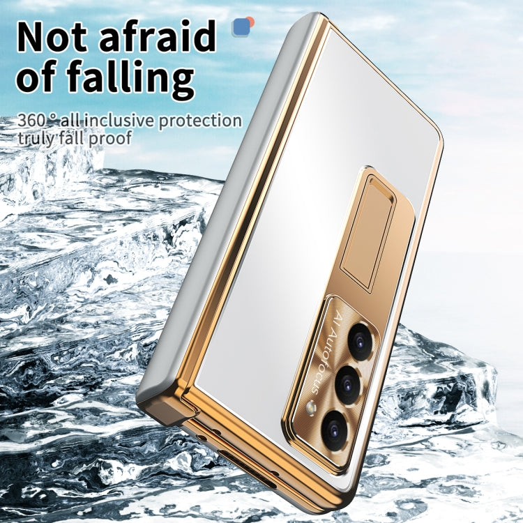 For Samsung Galaxy Z Fold5 Aluminum Alloy Double Hinge Shockproof Phone Protective Case(Silver Gold) - Galaxy Z Fold5 Cases by buy2fix | Online Shopping UK | buy2fix