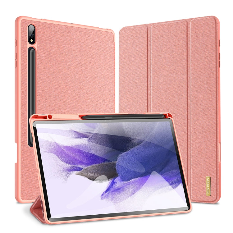 For Samsung Galaxy Tab S9+ DUX DUCIS Domo Series Cloth Texture Magnetic Leather Tablet Case(Pink) - Galaxy Tab S9+ Cases by DUX DUCIS | Online Shopping UK | buy2fix