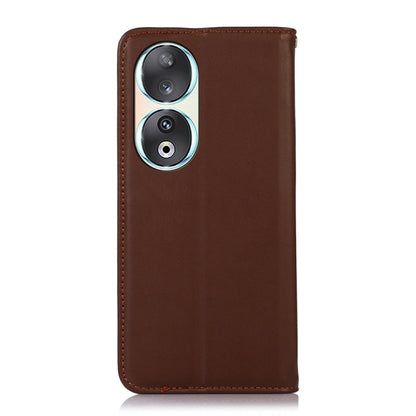 For Honor 90 KHAZNEH Nappa Top Layer Cowhide Leather Phone Case(Brown) - Honor Cases by buy2fix | Online Shopping UK | buy2fix