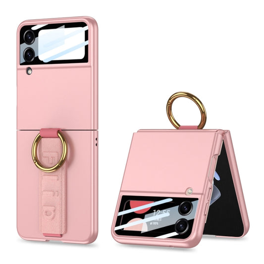 For Samsung Galaxy Z Flip3 5G GKK Integrated Ultrathin Shockproof Phone Case with Ring Wrist Strap(Pink) - Galaxy Phone Cases by GKK | Online Shopping UK | buy2fix