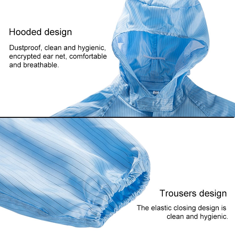 Striped Anti-static Split Hood Dust-proof Work Suit, Size:M(Navy Blue) - Protective Clothing by buy2fix | Online Shopping UK | buy2fix