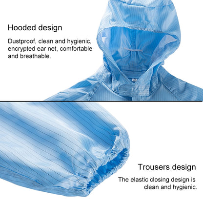 Striped Anti-static Split Hood Dust-proof Work Suit, Size:XXXXL(Navy Blue) - Protective Clothing by buy2fix | Online Shopping UK | buy2fix