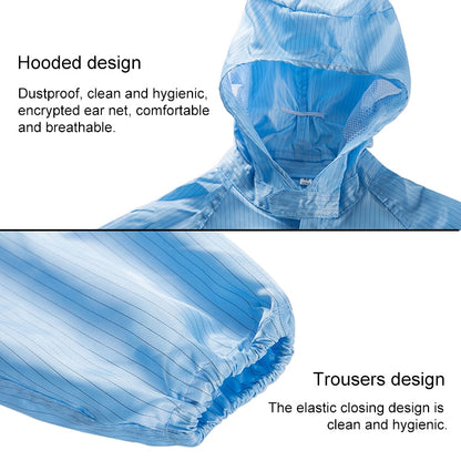 Striped Anti-static Split Hood Dust-proof Work Suit, Size:XXXXXL(Blue) - Protective Clothing by buy2fix | Online Shopping UK | buy2fix