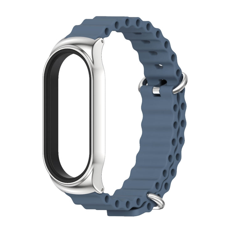 For Xiaomi Mi Band 8 Mijobs CS Case Marine Silicone Breathable Watch Band(Space Blue Silver) - Watch Bands by MIJOBS | Online Shopping UK | buy2fix