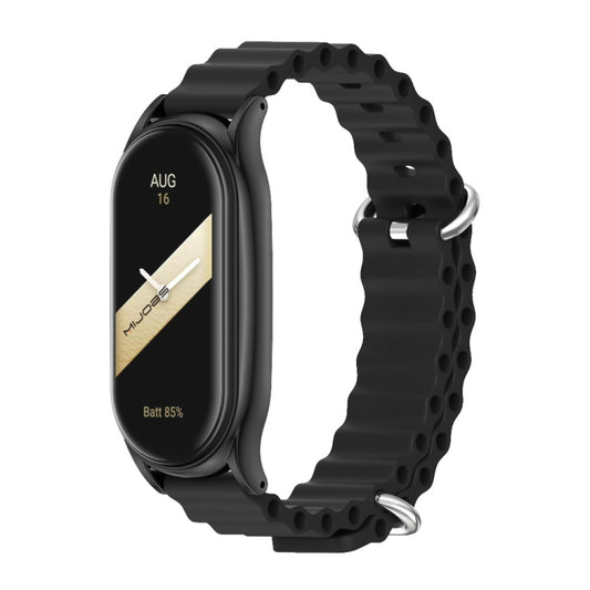 For Xiaomi Mi Band 8 Mijobs Plus Case Marine Silicone Breathable Watch Band(Black) - Watch Bands by MIJOBS | Online Shopping UK | buy2fix