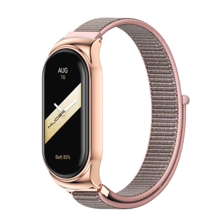 For Xiaomi Mi Band 8 Mijobs CS Case Breathable Nylon Loop Watch Band(Pink Rose Gold) - Watch Bands by MIJOBS | Online Shopping UK | buy2fix