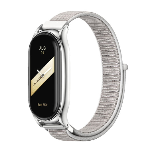 For Xiaomi Mi Band 8 Mijobs Plus Case Breathable Nylon Loop Watch Band(Sea Shell Silver) - Watch Bands by MIJOBS | Online Shopping UK | buy2fix