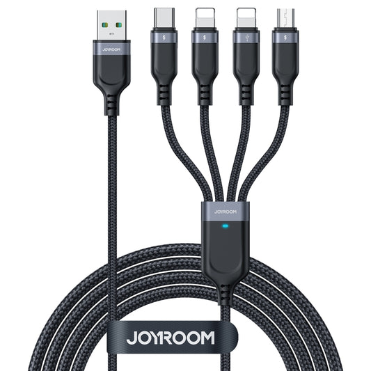 JOYROOM A18 3.5A USB to Dual 8 Pin+USB-C/Type-C+Micro USB 4 in 1 Data Cable, Length: 1.2m(Black) - Multifunction Cable by JOYROOM | Online Shopping UK | buy2fix
