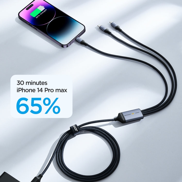 JOYROOM A21 3.5A USB+Type-C to 8 Pin+Type-C+Micro USB 3 in 2 Charging Cable, Length: 1.2m(Black) - Multifunction Cable by JOYROOM | Online Shopping UK | buy2fix