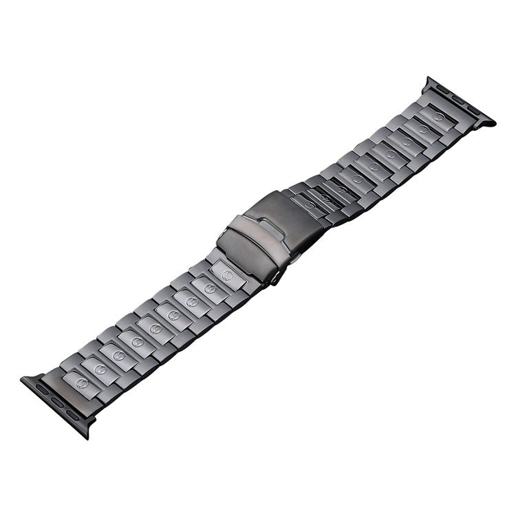 For Apple Watch SE 44mm Safety Buckle Titanium Steel Watch Band(Grey) - Watch Bands by buy2fix | Online Shopping UK | buy2fix