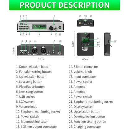 XTUGA SEM100 Professional Wireless In Ear Monitor System 2 BodyPacks(AU Plug) - Microphone by XTUGA | Online Shopping UK | buy2fix