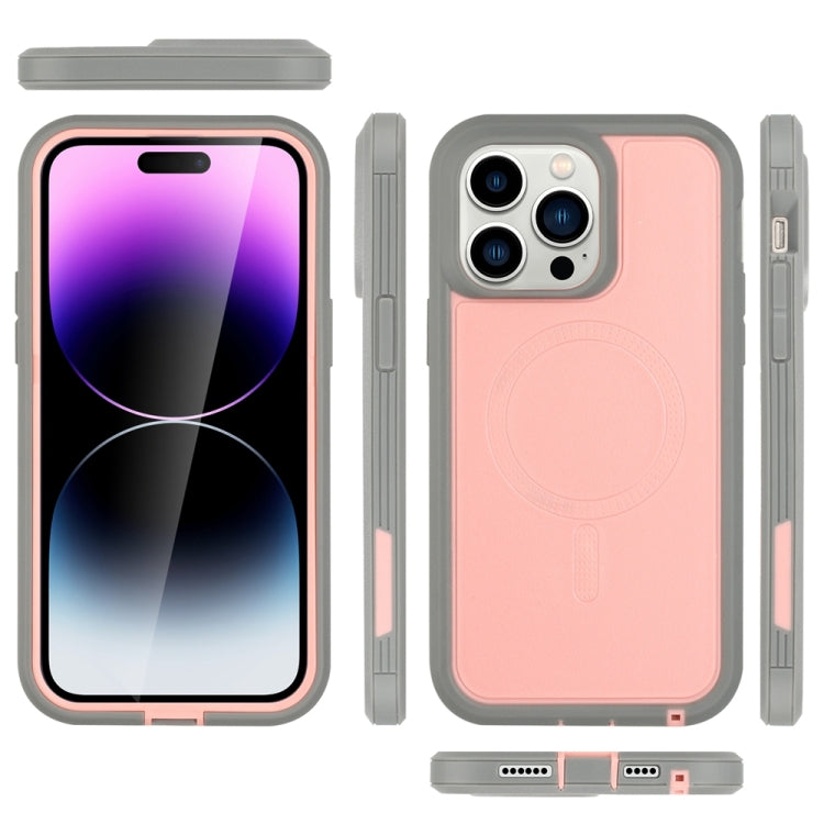 For iPhone 15 Plus Defender Series XT MagSafe Magnetic PC + TPU Shockproof Phone Case(Pink+Grey) - iPhone 15 Plus Cases by buy2fix | Online Shopping UK | buy2fix