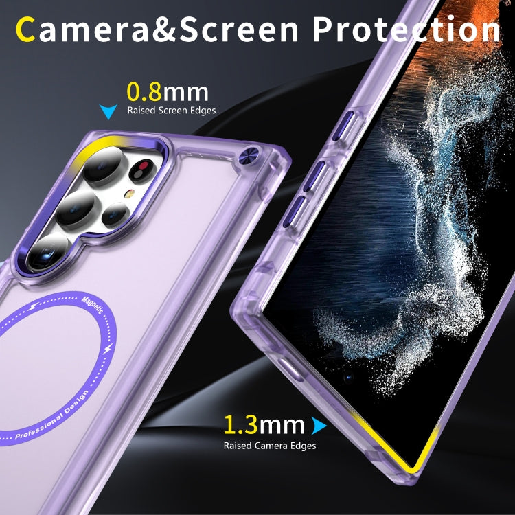 For Samsung Galaxy S24 Ultra 5G Skin Feel TPU + PC MagSafe Magnetic Phone Case(Transparent Purple) - Galaxy S24 Ultra 5G Cases by buy2fix | Online Shopping UK | buy2fix