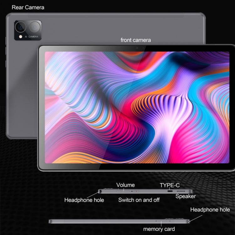 BDF P60 4G LTE Tablet PC 10.1 inch, 8GB+128GB, Android 11 MTK6755 Octa Core, Support Dual SIM, EU Plug(Grey) - BDF by BDF | Online Shopping UK | buy2fix
