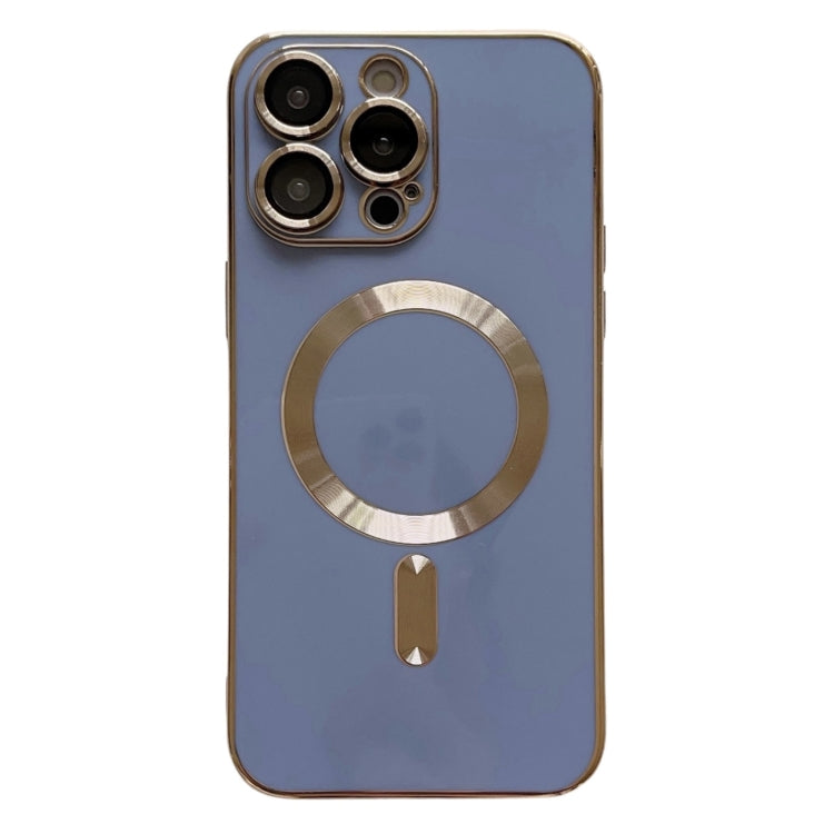 For iPhone 14 Pro Magsafe Plating TPU Phone Case with Lens Film(Light Blue) - iPhone 14 Pro Cases by buy2fix | Online Shopping UK | buy2fix