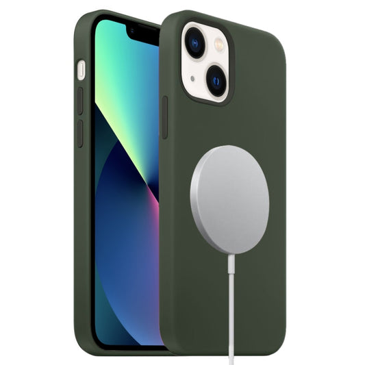 For iPhone 13 mini MagSafe Liquid Silicone Full Coverage Phone Case(Deep Green) - iPhone 13 mini Cases by buy2fix | Online Shopping UK | buy2fix
