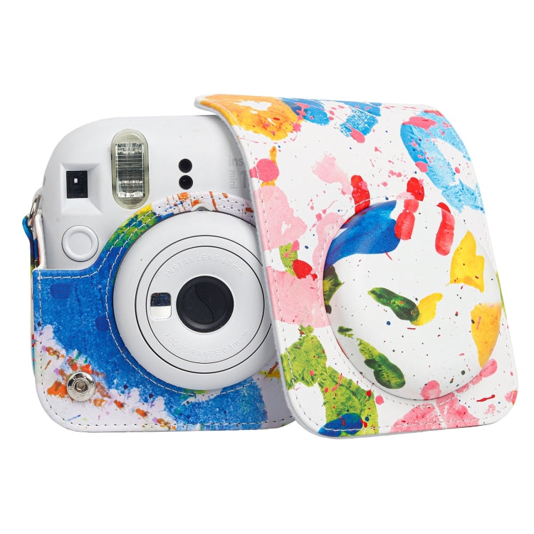 For FUJIFILM instax mini 12 Painted Full Body Leather Case Camera Bag with Strap(Watercolor Palm) - Leather Bag by buy2fix | Online Shopping UK | buy2fix