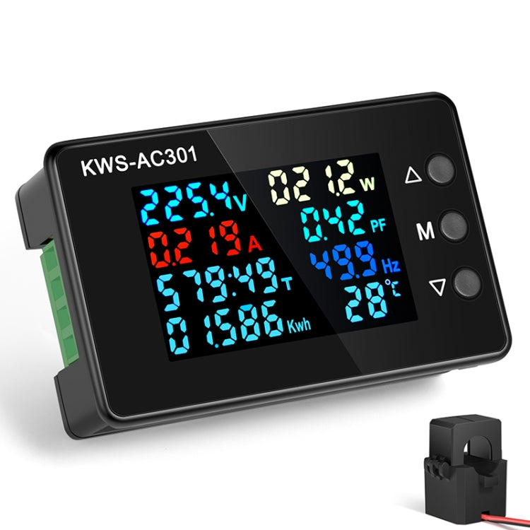 KWS-AC301-100A 50-300V AC Digital Current Voltmeter with Opening Transformer(Black) - Current & Voltage Tester by buy2fix | Online Shopping UK | buy2fix