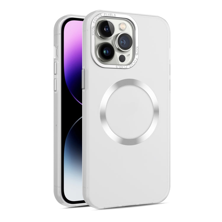 For iPhone 14 Pro CD Texture MagSafe Frosted Translucent Phone Case(White) - iPhone 14 Pro Cases by buy2fix | Online Shopping UK | buy2fix