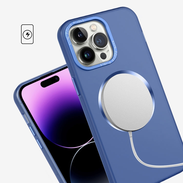 For iPhone XR CD Texture MagSafe Frosted Translucent Phone Case(Royal Blue) - More iPhone Cases by buy2fix | Online Shopping UK | buy2fix