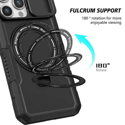 For iPhone 15 Pro Max Sliding Camshield Magsafe Holder TPU Hybrid PC Phone Case(Black) - iPhone 15 Pro Max Cases by buy2fix | Online Shopping UK | buy2fix