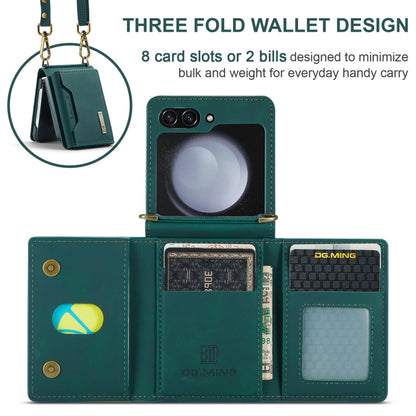 For Samsung Galaxy Z Flip5 5G DG.MING M2 Series Card Bag Magnetic Leather Phone Case(Green) - Galaxy Z Flip5 Cases by DG.MING | Online Shopping UK | buy2fix