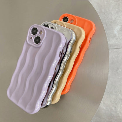 For iPhone 15 Pro Max Wave Texture Bright TPU Phone Case(Apricot) - iPhone 15 Pro Max Cases by buy2fix | Online Shopping UK | buy2fix