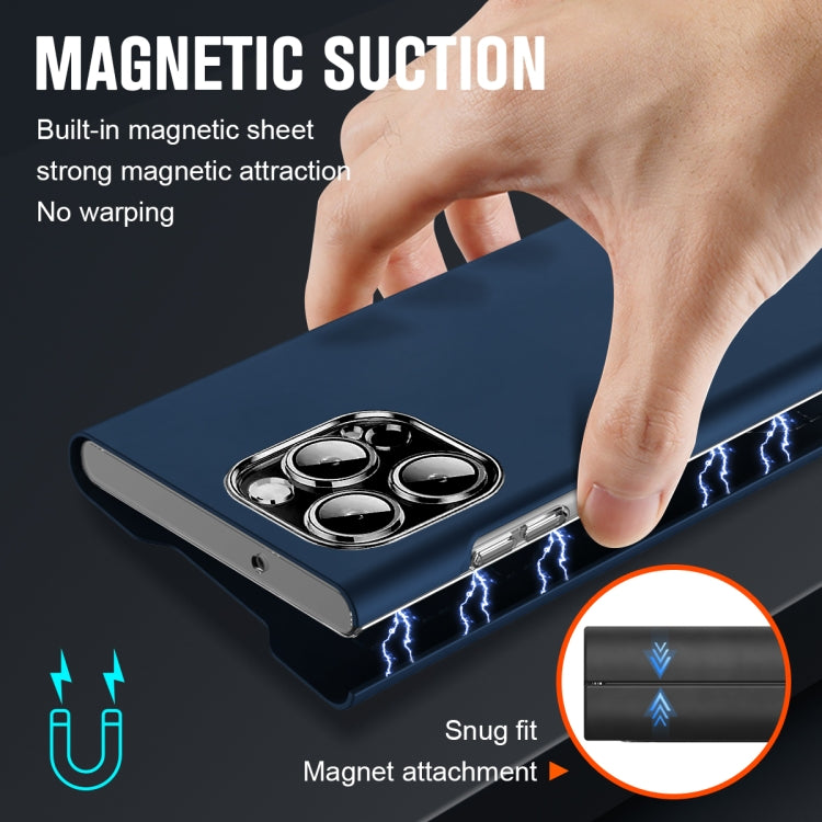 For iPhone 15 Pro Max Magnetic Napa Texture Leather Phone Case with Holder(Blue) - iPhone 15 Pro Max Cases by buy2fix | Online Shopping UK | buy2fix