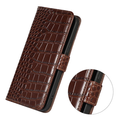 For Sony Xperia 5 V Crocodile Top Layer Cowhide Leather Phone Case(Brown) - Sony Cases by buy2fix | Online Shopping UK | buy2fix