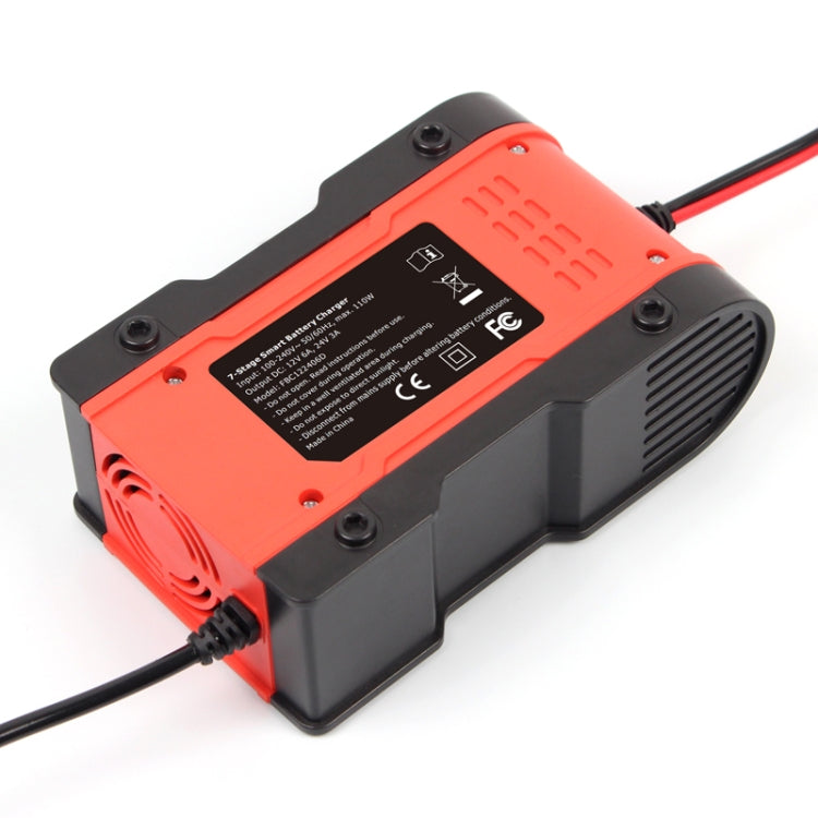 FOXSUR 12V-24V Car Motorcycle Repair Battery Charger AGM Charger Color:Red(EU Plug) - Battery Charger by FOXSUR | Online Shopping UK | buy2fix