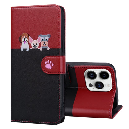 For iPhone 15 Pro Max Cute Pet Series Color Block Buckle Leather Phone Case(Black) - iPhone 15 Pro Max Cases by buy2fix | Online Shopping UK | buy2fix