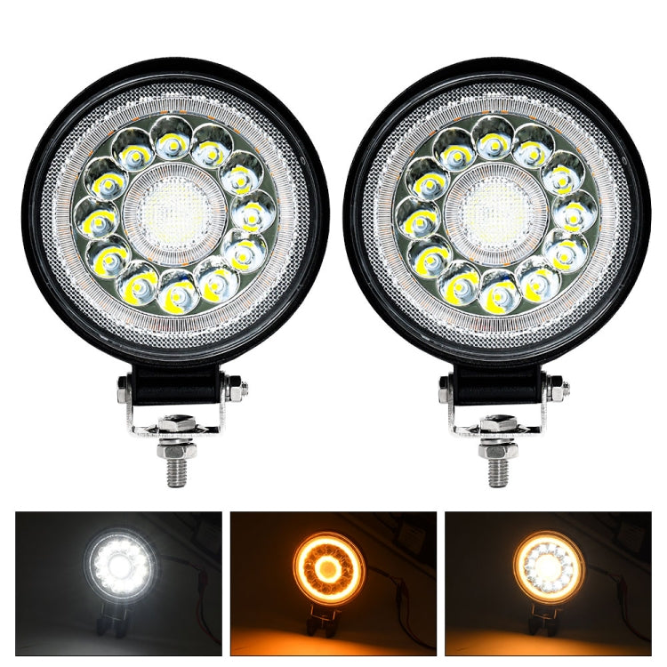 E10 1 Pair 4 inch Round Double Circle Angel Eye Work Light(Black) - Work Lights by buy2fix | Online Shopping UK | buy2fix