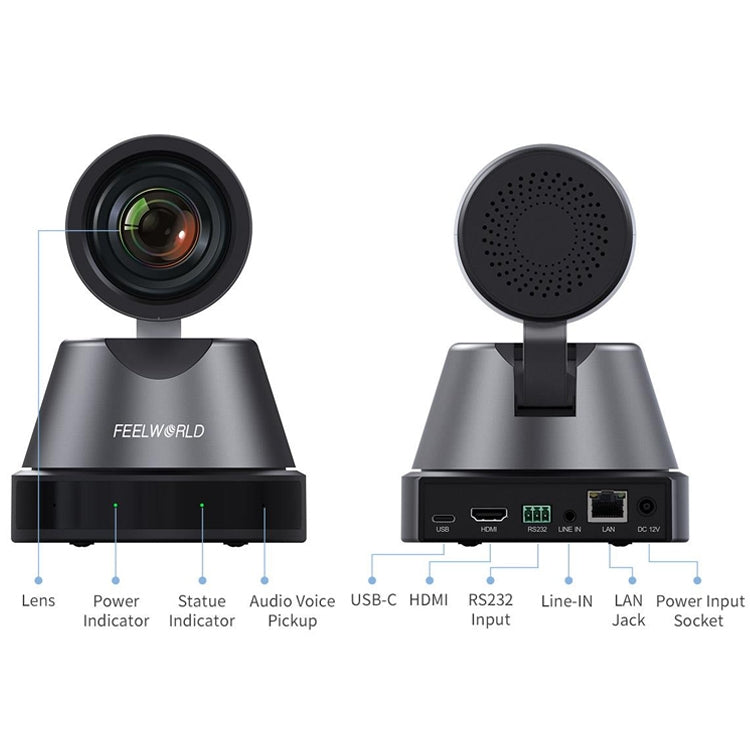 FEELWORLD 4K12X 4K PTZ Camera 12X Optical Zoom AI Tracking HDMI USB IP Remote Control(EU Plug) - HD Camera by FEELWORLD | Online Shopping UK | buy2fix